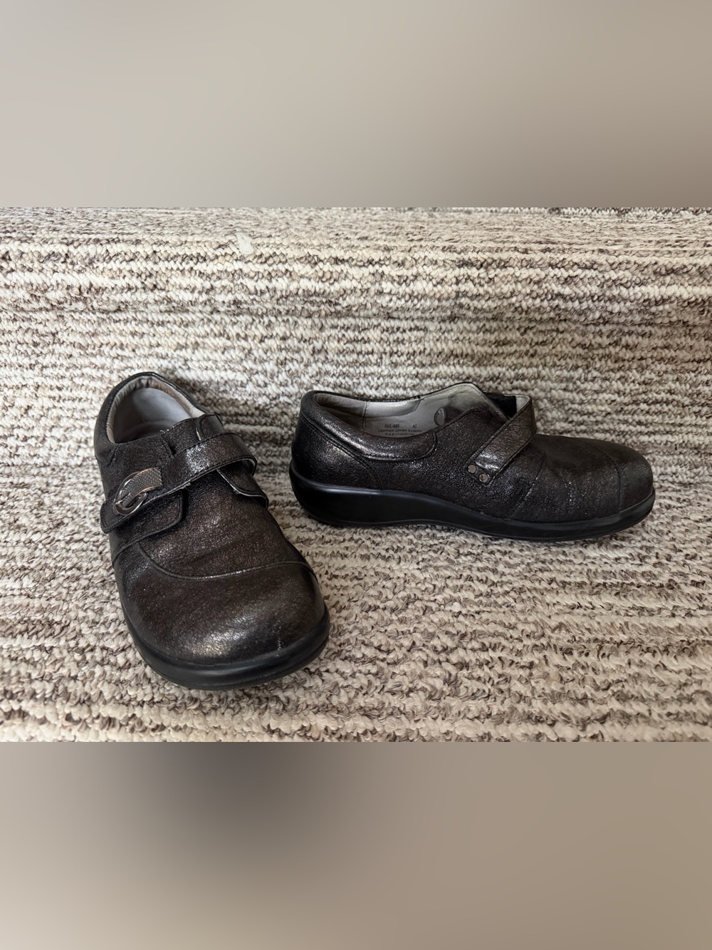 Alegria Paloma Black Buckle Strap Flats